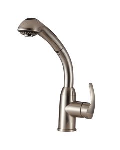 Dura Faucet, HI-RISE PULL-OUT RV KITCHEN FAUCET - BRUSHED SATIN NICKEL