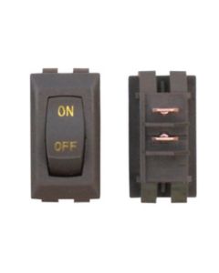 Interior Light Switch; Diamond Group; 16 Amp At 125 Volt AC/ 3/4 HP/ UL/ CSA/ VDE; Rocker; Single Pole Single Throw; 1.125 Inch x 0.55 Inch Cutout Size; Non-Lighted; Brown/ Gold Color Letters; Brown Panel; 1 Per Card

