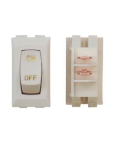 Interior Light Switch; Diamond Group; 16 Amp At 125 Volt AC/ 3/4 HP/ UL/ CSA/ VDE; Rocker; Single Pole Single Throw; 1.125 Inch x 0.55 Inch Cutout Size; Non-Lighted; Ivory/ Gold Color Letters; Ivory Panel; 1 Per Card
