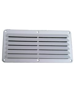 Wall Vent; Dent Vent; Used To Conceal Minor RV Dent; Rectangular; 5 Inch Length x 10 Inch Width; With Fixed Louvers; White; ABS; With Screws And Butyl Tape
