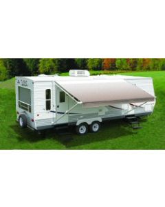 Awning; Fiesta; Patio Awning; Spring Assisted; 20 Foot Length x 8 Foot Extension; Camel Shale Fade; Vinyl; White Weather Cover; White Casting; Adjustable Pitch; Required Arms Must Be Purchased Separately
