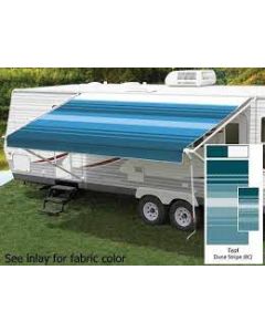 FIESTA 20'L X 8'EXT. TEAL DUNE STRIPED VINYL MANUAL PATIO AWNING