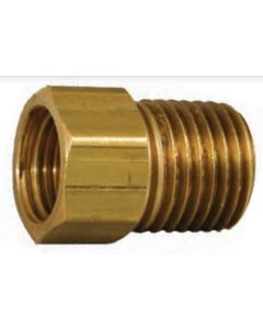 Propane Adapter Fitting; 1/4 Inch Female Inverted Flare x 1/4 Inch MNPT; Brass; Single; With 1/4 Inch Inverted Flare Plug; With Retail Packaging
