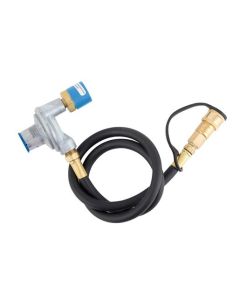 Propane Regulator; 1 Inch-20 Inlet; Single Stage; With 36 Inch Hose And 3/8 Inch Female Quick Disconnect (QD); Retail Packaging; Vertical Mount

