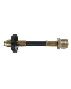 Propane Hose; 1/4 Inch Inside Diameter High Pressure Adapter Hose; Male POL (Prest-O-Lite) Number 60 Orifice With O-Ring And Plastic Handwheel x 1 Inch-20 Male Swivel; With Thermal Protection; 60 Inch Length; Thermoplastic And Brass; With Retail Packaging