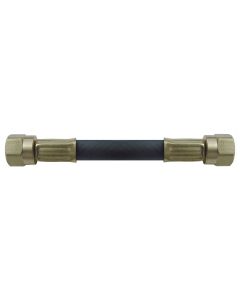 Propane Hose; 1/4 Inch Inside Diameter High Pressure Hose; 3/8 Inch MNPT x 3/8 Inch Female Flare Swivel; With Thermal Protection; 24 Inch Length; Thermoplastic And Brass
