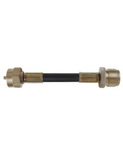 Propane Hose; 1/4 Inch Inside Diameter High Pressure Adaptor Hose; 1 Inch-20 Female Swivel x 1 Inch-20 Male; With Thermal Protection; 144 Inch Length; Thermoplastic And Brass; Packed
