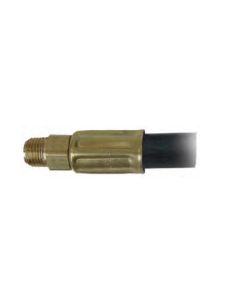 Propane Hose; 1/4 Inch Inside Diameter High Pressure Pigtail Hose; 200,000 BTU Capacity; Female QCC (Quick Check Connector) Type 1 Connection x 1/4 Inch Male Inverted Flare; Without Regulator; With Thermal Protection; 20 Inch Length; Packaged
