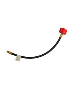 Propane Hose; 1/4 Inch Inside Diameter High Flow Capacity Pigtail Hose; 400,000 BTU Capacity; Female QCC (Quick Check Connector) Type 1 Connection x 1/4 Inch Male Inverted Flare; Without Regulator; With Thermal Protection; 18 Inch Length
