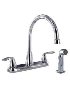 Faucet, 8" Kitchen w/ Side Sprayer, Hi-Arc Hybrid, 2-Lever, Chrome
