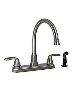 Faucet, 8" Kitchen w/ Side Sprayer, Hi-Arc Hybrid, 2-Lever, Brushed Nickel
