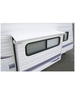 Awning; Slideout; Slide Out Cover; 42 Inch Extension Automatically Extends/ Retracts With The Slide Out; Roof Size Range 122 To 129 Inches; Flange Size Range 127 To 134 Inches; 133 Inch Fabric Width; Solid White; Vinyl; Without FLXguard; Mounting Brackets