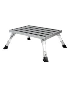 Step Stool; One Step; With Foldable Legs; 19 Inch Width × 14-1?2 Inch Length Platform with 7 to 8-1/2 Inch Height Adjustable Legs; 1000 Pound Capacity; Aluminum
