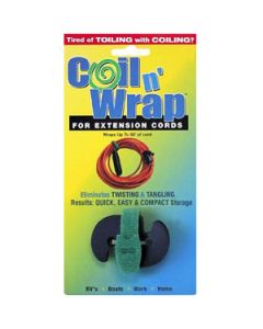 Multi Purpose Strap; Coil N Wrap ®; Green; Velcro Strap With 16 Gauge Cord Holder; Wraps Up to 50 Foot Of Cord