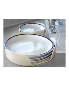Plate Holder; Stack-A-Plate; One For 7-1/4 Inch Plates and One For 10-1/4 Inch Plates; With Non-Slip Backing for Storage in Cabinets; Bright White; Plastic; With English Language Packaging
