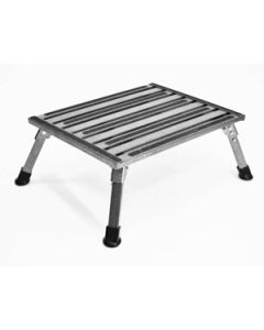 Step Stool; One Step With Non-Slip Strips And Rubber Leg Tips; Foldable; 19 Inch Width × 15 Inch Length x 8 Inch Height; 1000 Pound Capacity; Silver Vein; Aluminum; Large
