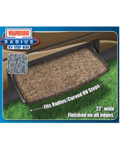 Entry Step Rug; Wraparound ® Radius ™; Wrap Around Hook And Spring; 22 Inch Width; Stone Gray; Outdoor Turf With Marine Backing; With Shrink-wrap And Sleeve;Single

