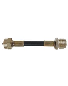 Propane Hose; 1/4 Inch Inside Diameter High Pressure Adaptor Hose; 1 Inch-20 Female Swivel x 1 Inch-20 Male; With Thermal Protection; 144 Inch Length; Thermoplastic And Brass
