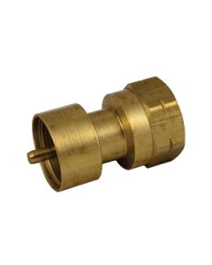 Propane Adapter Fitting; 1 Inch-20 FNPT Inlet x Female POL (Prest-O-Lite) Outlet; Brass; Single; With Plastic Clamshell
