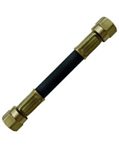 Propane Hose; 3/8 Inch Inside Diameter High Pressure Hose; 3/8 Inch Female Flare Swivel x 3/8 Inch Female Flare Swivel; With Thermal Protection; 84 Inch Length; Thermoplastic And Brass
