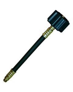 Propane Hose; 1/4 Inch Inside Diameter High Pressure Hose; 200,000 BTU Capacity; Female QCC (Quick Check Connector) Type 1 Connection x 1/4 Inch Male Inverted Flare; With Thermal Protection; 15 Inch Length; Thermoplastic And Brass
