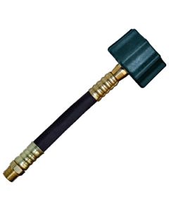 Propane Hose; 1/4 Inch Inside Diameter High Pressure Pigtail Hose; 200,000 BTU Capacity; Female QCC (Quick Check Connector) Type 1 Connection x 1/4 Inch MNPT; With Thermal Protection; 20 Inch Length; Thermoplastic And Brass
