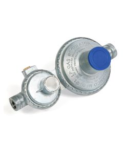 Propane Regulator; Without Shut Off Valve; 1/4 Inch NPT Inlet and 3/8 Inch NPT Outlet; Outlet Pressure of 11 Inch WC (Water Column); Two Stage Vertical Mount; 160,000 BTU/Hour; Without Hose; Approved For RV Use; Bulk
