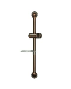 Shower Head Slide Bar; Oil Rubbed Bronze Coated; Brass And Plastic; With Wall Bracket/ Shower Slider/ Clear Acrylic Soap Dish
