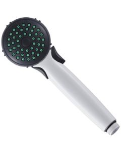 Shower Head; Hand Held; With Single Function Flow Setting; White; Plastic; With Flow Control Switch
