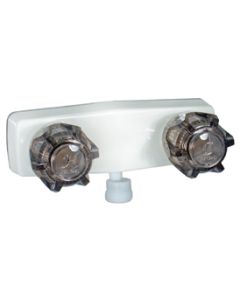 Shower Valve W/ Vac Brkr, 4, 2 Smoke Knobs, Plastic, White, Box