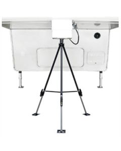 Fifth Wheel King Pin Stabilizer Jack Stand; Tripod FASTJACK; Use To Stabilize Front Of Fifth Wheel Travel Trailer; Height Adjustable 37 Inch To 60 Inch; Lockable To Trailer Pin With Pad Lock; Collapses To Compact Size