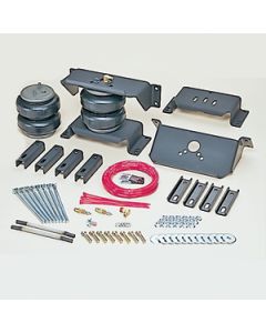 Helper Spring Kit; Ride-Rite ™; Air Spring; Frame Mount; 3200 to 5000 Pound Leveling Capacity; Adjustable from 5 to 100 PSI; Rubber; Includes Air Springs/Brackets/Air Line/Hardware; Air Compressor Sold Separately
