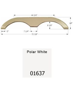 Fender Skirt; Tandem Axle; Fits Various Keystone Brands Including Laredo/ Challenger; 72-3/8 Inch Length x 13 Inch Height; Polar White; ABS Plastic; Tandem; Single; Use Measurements To Determine Proper Fitment Before Ordering