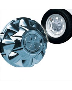 Wheel Simulator Axle Cover; VersaLok; Locking Style; Chrome; ABS Plastic; 8 Lug Special; 6-1/2 Inch Size
