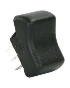 Multi Purpose Switch; 8 Amp At 125 Volt AC/ 1/2 Horsepower At 125 To 250 Volt AC; Single Pole Double Throw (SPDT); Momentary-On/ Off/ Momentary-On; Rocker; 0.670 Inch x 0.500 Inch Cutout; 1.285 Inch x 0.830 Inch (Switch); Non-Lighted; Black
