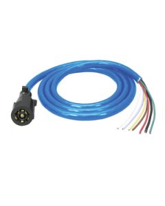 7WAY MOLDED TRAILER END W/6FT CABLE HEAVY DUTY COLD WEATHER INSULATED BLUE SIL