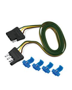 Trailer Wiring Connector; Vehicle Side To Trailer Side; 4-Way Flat to 4-Way Flat; 60 Inch Lead Wire Length; Includes 4 Wire Taps
