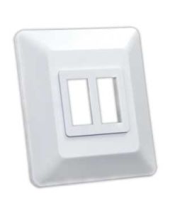 Multi Purpose Switch Faceplate; Double Switch Opening; 1.125 Inch x 0.550 Inch (Switch Cutout); 3.375 Inch x 3.812 Inch (Outside Dimension); White; With Switch Base
