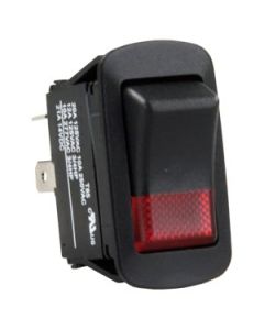 Multi Purpose Switch; 12 Volt Lamp; 20 Amp At 125 Volt AC/ 10 Amp At 250 Volt AC/ 12 Amp At 125 Volt AC 3/4 Horse Power/ 10 Amp At 277 Volt AC 3/4 Horse Power/ 21 Amp At 14 Volt DC; Water Resistant; Illuminated; Single Pole Double Throw (SPDT); Rocker; Bl