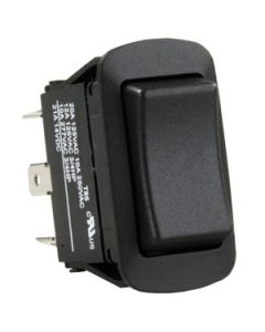 Multi Purpose Switch; 20 Amp At 125 Volt AC/ 10 Amp At 250 Volt AC/ 12 Amp At 125 Volt AC 3/4 Horsepower/ 10 Amp At 277 Volt AC 3/4 Horsepower/ 21 Amp At 14 Volt DC; Water Resistant; Single Pole Double Throw; On/ Off/ On Switch; Rocker; 0.835 Inch x 1.457