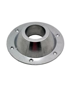 Table Leg Base; Pedestal Base; Surface Mount; 6-5/8 Inch Diameter x 2 Inch Height; 6 Mounting Holes; Chrome Plated