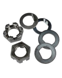 Trailer Spindle Nut; With 2 D-Flat Spindle Washer/ 2 Tang Washer And 2 Slotted Spindle Nuts