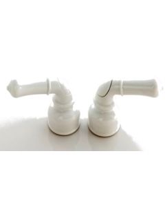 Faucet Handle; Fits All American Brass Non-Metallic Faucets; Teapot Handle; With Hot And Cold Button; White; Without Retail Packaging
