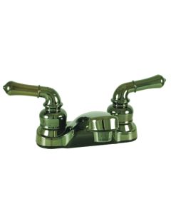 Faucet; Ultra Line; Used For Lavatory; Single Piece 4 Inch Deck-Mount; 2 Teapot Handle; Chrome Plated/ Plastic
