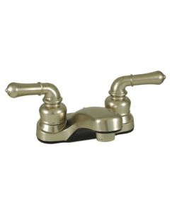 Faucet; Ultra Line; Used For Lavatory; Single Piece 4 Inch Deck-Mount; 2 Teapot Handle; Nickel Plated/ Plastic
