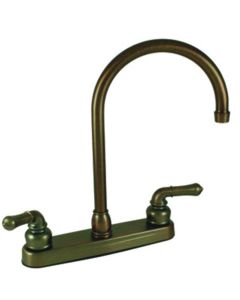 Faucet; Ultra Line; Used For Kitchen; Single Piece 8 Inch Deck-Mount; Gooseneck Spout; 2 Teapot Handle; Oil Rub Bronze Coated/ Plastic
