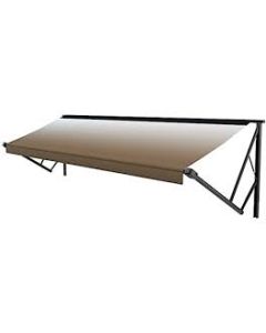 Awning; Solera; Patio Awning; Power or Hybrid Hardware Kit Must Be Purchased Separately; 18 Foot Length x 8 Foot Extension; Sand Fade; Anti-Scuff/ Anti-Mildew Fabric; Black Weather Guard; Black Casting; For Pitch and Flat Awning Applications