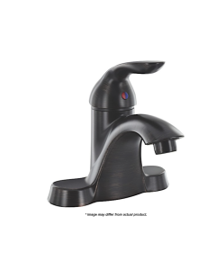 Faucet; Used For Lavatory; Single Piece 4 Inch Deck Mount; Hi-Arc Spout; Single Lever Handle; Rubbed Bronze Coated/ Plastic Polymer Infused With Powdered Metal Underbody; 2 Hole Application; Ceramic Disc Valve; With Individual Box
