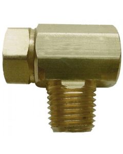 Propane Adapter Fitting; Tee Check; 1/4 Inch Female Inverted Flare x 1/4 Inch MNPT; Brass; Single