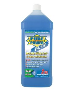 Waste Holding Tank Treatment; Pure Power; Blue; Biological Treatment Used To Break Down Waste and Tissue; Without Formaldehyde; Fresh Clean Scent; Without Lubricant; Treats 40 Gallon Black or Gray Water Holding Tank; Use 2 Ounces Per 40 Gallons; 1/2 Gallo